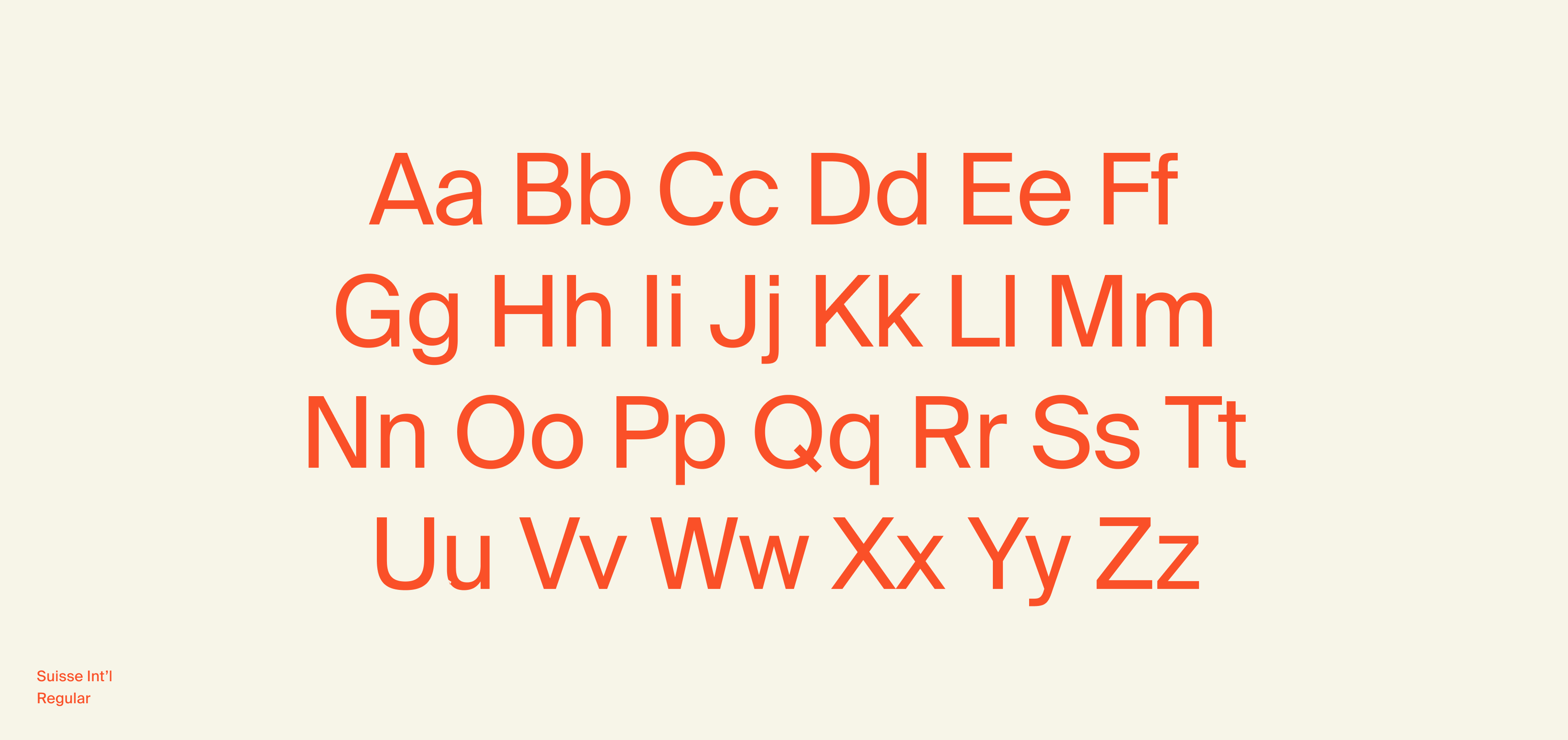 Suisse Int'l typeface in orange