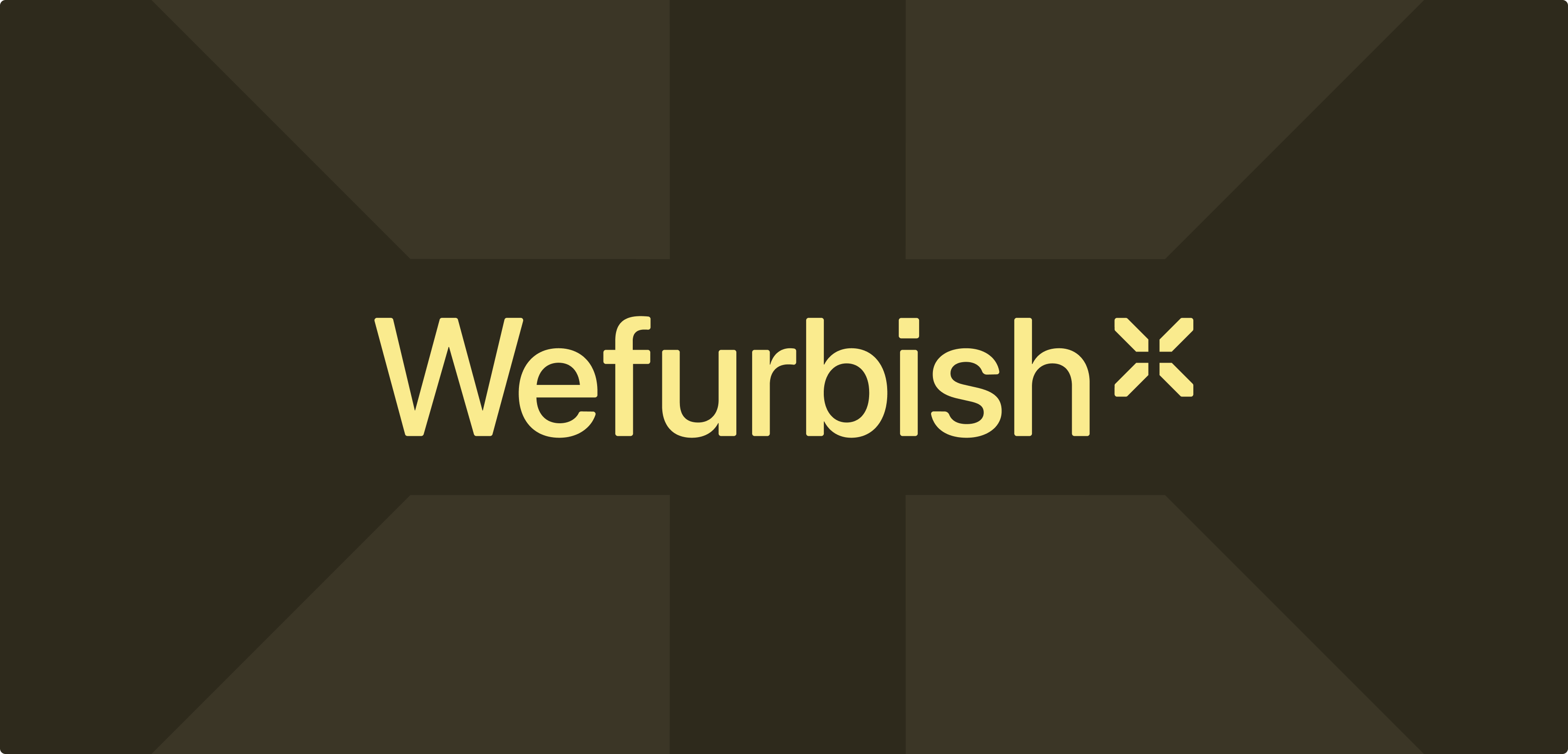 Wefurbish logo on dark brown background