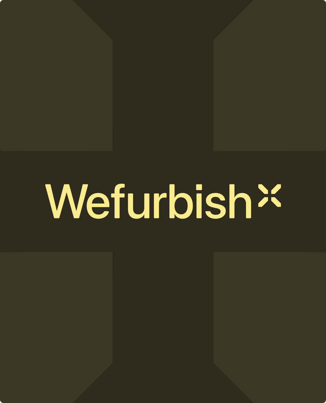 Wefurbish logo on dark brown background